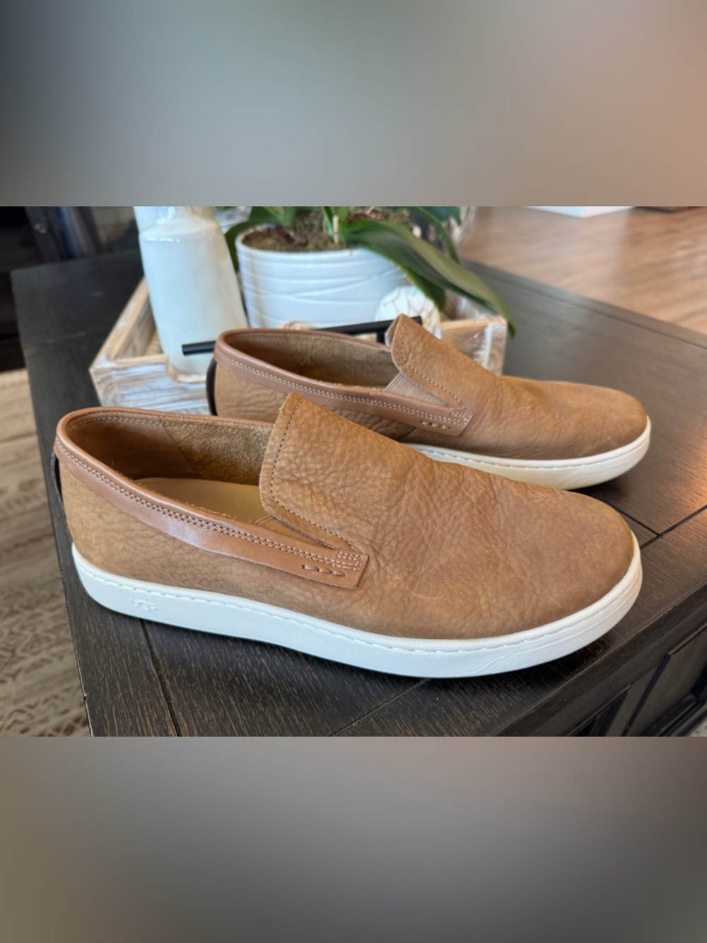 UGG Men's Slip-On Sneakers in Tan and White